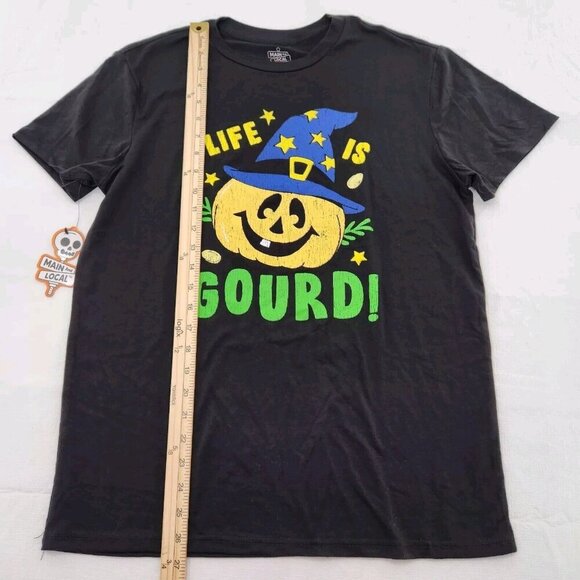 Main and Local Life is Gourd Womens Size Medium Black Halloween Pumpkin T-Shirt - Picture 4 of 5